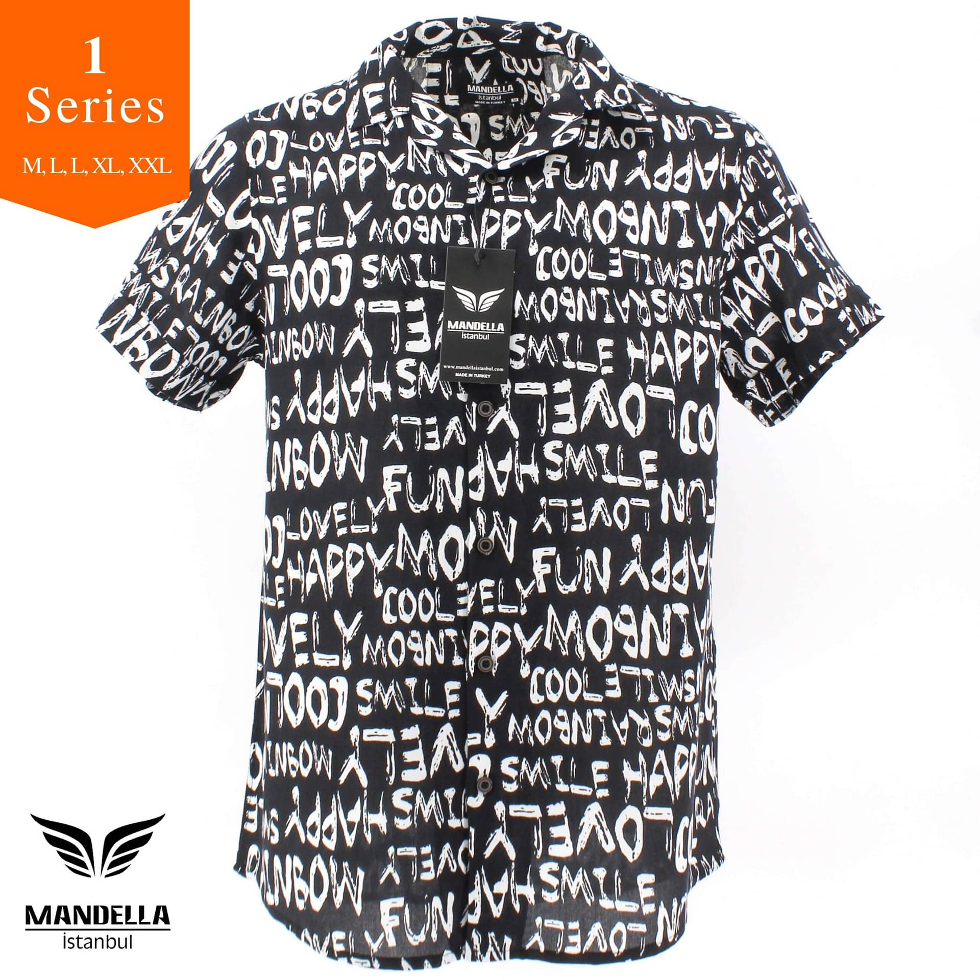Black Shirt with White Lettering - Mandella istanbul